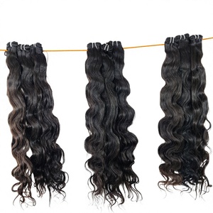 Extensions de cheveux humains du temple indien Bodywave de couleur noire naturelle vierge cuticule crue alignée aucun cheveux humains chimiques - Product Image 1