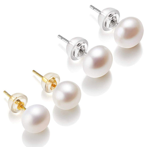 Pin Ear orecchini <span class=keywords><strong>di</strong></span> perle da sposa Stud all'ingrosso 925 Sterling Silver <span class=keywords><strong>acqua</strong></span> dolce d'<span class=keywords><strong>acqua</strong></span> dolce naturale per le donne Gi 3mm-8mm Bling bianco - Product Image 1