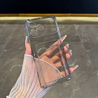 Coque de protection transparente en TPU durable avec fente pour cartes pour iPhone séries 17/16/15/14/13/12/11 – Housse arrière transparente anti-chute
