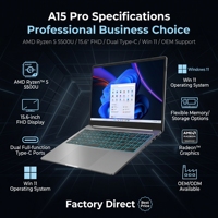 Yifang Global Wholesale propose des services OEM/ODM pour ordinateurs portables professionnels et de bureau avec processeur AMD Ryzen 5 5500U de 15,6 pouces, système Windows 11.