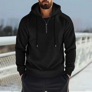 2025 nuovo stile <span class=keywords><strong>da</strong></span> <span class=keywords><strong>uomo</strong></span> alla moda autunnale felpa sportiva <span class=keywords><strong>da</strong></span> <span class=keywords><strong>uomo</strong></span> con colletto e mezza Zip Casual in tinta unita stile Waffle - Product Image 2