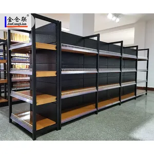 Customized Gondola Shelving Wooden Display Shop Shelves Supermarket Shelves