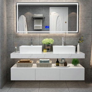 Lavabo double évier en <span class=keywords><strong>bois</strong></span> LED, produit de luxe moderne environnemental, <span class=keywords><strong>salle</strong></span> de bains avec lumière - Product Image 1