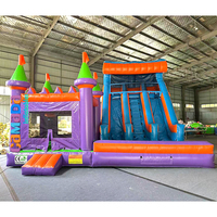 Château gonflable commercial, structure de saut gonflable, combo château gonflable avec double toboggan et souffleur