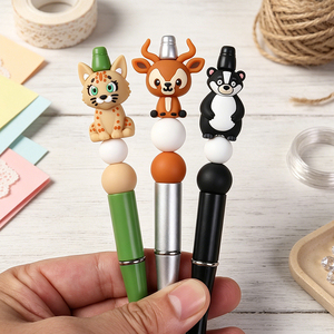 Nouvel Arrivage Perles en Silicone 3D à Motifs Animaux de Dessin Animé pour la Création de Stylos Perlés DIY, Breloques Figurines Styles Mixtes <span class=keywords><strong>Renard</strong></span> Cerf Chat - Product Image 3