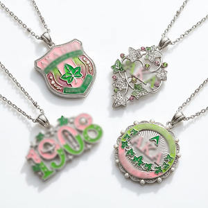 Collier pour femmes avec pendentif feuille rose et vert, cadeau <span class=keywords><strong>de</strong></span> sororité, <span class=keywords><strong>amitié</strong></span>, fraternité, collège, grandes et petites filles - Product Image 1