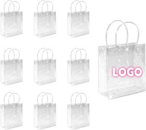 Custom Logo Clear PVC Gift <b>Bags</b> with Handles - Mini <b>Party</b> Favor <b>Bags</b> Transparent <b>Party</b> <b>Favour</b> Plastic Gift <b>Bag</b> 5.9X6.29 Inches - Product Image 1