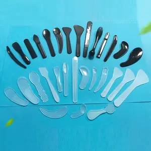 Spatule cosmétique transparente noire, masque crème cuillère spatule en plastique fournisseur Logo personnalisé outil de beauté