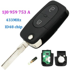 NUEVO CONTROL REMOTO DE LLAVE PLEGABLE SIN CORTAR PARA VW CON CHIP ID48: 1J0 959 753 A - Product Image 1
