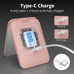 Portable <b>Plastic</b> Compact Rechargeable Foldable Touch Screen LED Light 1X/2X Magnification Dual Sided Personalized <b>Mirror</b> - Product Image 2