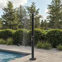 Douche d'extérieur ronde en PVC monobloc 20L pour environnements à énergie solaire