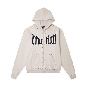 Sudadera con capucha y cremallera de algodón con tachuelas estilo hip-hop, nueva colección de otoño, de MED <span class=keywords><strong>OTION</strong></span>, estilo streetwear americano transfronterizo. - Product Image 4