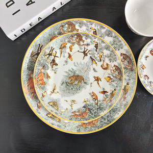Home Decor Best Selling 4pcs Nordic Luxury Jungle Animals Dining Room <b>Sets</b> Porcelain <b>Dinnerware</b> <b>Sets</b> - Product Image 5