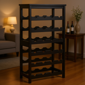 Estante para Vino de Madera Negra de 6 Niveles, 24 Botellas, Desmontable, de Pie, para Cocina, Comedor, Sala de Estar - Product Image 2