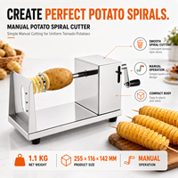 Machine à chips de pommes de terre manuelle commerciale semi-automatique en acier inoxydable, type cyclone, à manivelle, pour la fabrication de snacks de pommes de terre