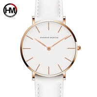 HANNAH MARTIN CB36 Japon Mouvement En Cuir Marron Cadran Blanc Femmes Top Marque De Luxe Montre Étanche Relogio Feminino