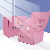 Emballage ondulé cosmétique de couleur rose personnalisé, boîte postale en feuille d'or, boîte d'expédition, boîte en papier avec Logo