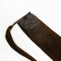 Vente en gros d'extensions de cheveux humains Remy 100% Clip-in de haute qualité enveloppant autour des extensions de cheveux de queue de cheval