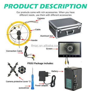 Système d'endoscopie industrielle pour canalisations d'égouts, caméra <span class=keywords><strong>endoscopique</strong></span> pour tuyaux, compteur de mètres F910J-50M, écran 10 pouces, IP68, HD 1000TVL - Product Image 4