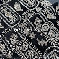 Tissu en velours tricoté de haute qualité pour robes féminines, broderie complexe, paillettes, extensible, respirant, tissu pour vêtements