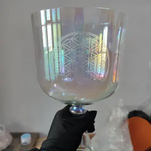 Chakra Tuned Octave 3rd And 4th Cosmic Light Quartz Crystal Singing Holy Grail Bowl With Customized Engraving