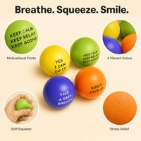 Coffret Cadeau Anti-Stress : 4 Balles à Presser Motivationnelles en Mousse Souple avec Citations Positives – Restez Calme, Respirez – Idéal pour le Bureau