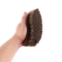 Manche en bois en forme de S brosse en cuir à poils de cheval haute densité brosse de nettoyage intérieur de voiture brosse pour les soins