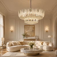 Lustre rectangulaire en cristal de luxe GRSD Snowflake pour villa, hôtel