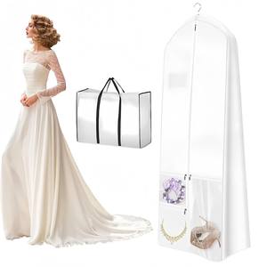 Housse de protection épaisse pour robe de mariée en tissu non tissé, sac de rangement pour robe bustier, anti-poussière et anti-humidité avec poignées - Product Image 1