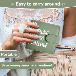 Mini classeur en cuir PU macaron 30 jours économie défi cahier <span class=keywords><strong>agenda</strong></span> avec enveloppes défi économie d'argent fournitures scolaires - Product Image 4