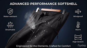 Pantaloni Softshell da Uomo Elasticizzati in 4 Direzioni con Cuciture Nastrate, Sottili, Antivento, Traspiranti, Resistenti, con Tasche, per Primavera/Estate/Autunno - Product Image 2