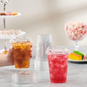 Wholesale Custom Logo Clear PET Disposable Single Wall 90mm Cold Drink Boba Bubble Tea <b>Plastic</b> <b>Cups</b> with Flat/Dome Lids - Product Image 4