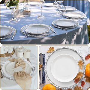 <span class=keywords><strong>Assiettes</strong></span> <span class=keywords><strong>de</strong></span> Présentation Rondes Perlées en Plastique <span class=keywords><strong>de</strong></span> 13 Pouces, Sous-<span class=keywords><strong>Assiettes</strong></span> Transparentes pour Repas et Mariages - Product Image 5