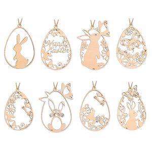 Wholesale Easter Poplar <b>Wood</b> <b>Slice</b> Pendant Modern and Simple Hemp Rope Party Children DIY Handmade Home Decoration - Product Image 1