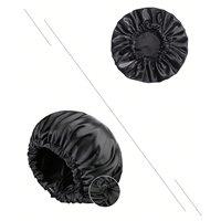 Nouveau Bonnet en soie satinée Bonnet pour cheveux Bonnet en satin à double couche avec couverture de tête de bouton non visible