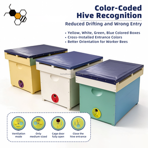 Caja de Madera de Abeto para Cría de <span class=keywords><strong>Abejas</strong></span> <span class=keywords><strong>Reinas</strong></span>, Pintada a Color, para 4 <span class=keywords><strong>Reinas</strong></span> Virgenes - Product Image 1