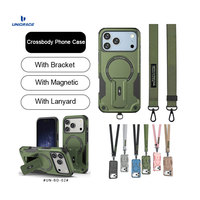 Étui de téléphone UNIGRACE avec sangle bandoulière, protection blindée, béquille magnétique, vente en gros pour iPhone 16 17 Pro Max, étuis de téléphone professionnels