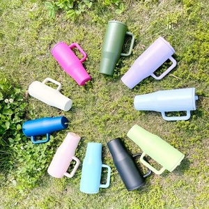 Outdoor Camping Vacuum <b>Insulated</b> Reusable <b>Mugs</b> 40oz Stainless Steel Tumbler with Handle and Straw for Hot Cold Beverages - Product Image 1