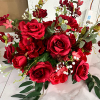 Boule de fleurs en soie rouge bordeaux de 30 à 60 cm, centre de table de mariage, arrangement pour réception, décoration de haute qualité, moderne et élégante