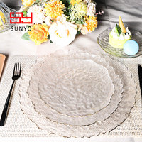 Service de table SUNYO de style nordique, assiette à dîner créative en verre transparent avec bord doré, bol à dessert, saladier
