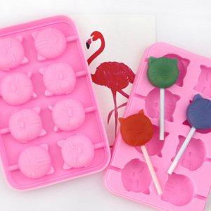 Bán Buôn Tùy Chỉnh 8-Khoang Phim Hoạt Hình Động Vật Hình Silicone Sô Cô La Kẹo <span class=keywords><strong>Cookie</strong></span> Khuôn Với Nắp DIY Dễ Thương Lollipop Khuôn Khay - Product Image 4