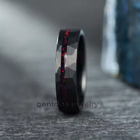 Gentdes Jewelry Couple 6mm Bague de mariage en tungstène noir Conform Fit Inlay Fire Opal pour hommes femmes Bague en carbure de tungstène