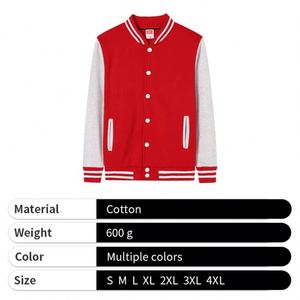 เสื้อแจ็คเก็ตวาร์ซิตี้สีแดงแบบลำลอง  โลโก้ผ้าฝ้ายเรียบง่าย สำหรับเล่นกีฬา - Product Image 3