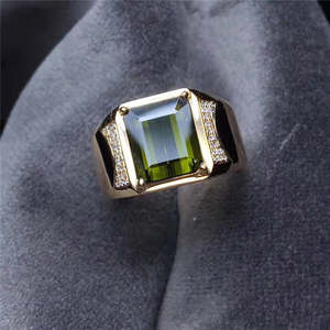 Gemstone Fine Jewelry Manufacturer Wholesale Classic 3.35 Ct Carats Natural <strong>Green</strong> Tourmaline Men Ring 18K Real Gold <strong>jewellery</strong> - Product Image 3