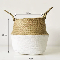 Sac de rangement suspendu pliable en bambou tressé color block, écologique, pour chaussures et outils, fleurs artificielles, maison et jardin