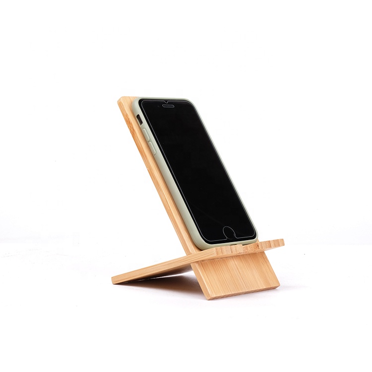 Eco-friendly Minimalist Bamboo Phone Stand Holder for desktop smartphone support