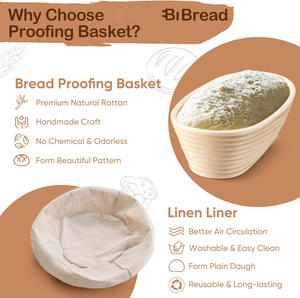 Wholesale 2pcs Eco-friendly White Large Round Rattan Food Grade 20X8CM Dishwasher Safe Fermentation <b>Bread</b> <b>Basket</b> - Product Image 3