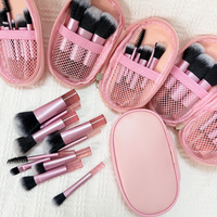Ensemble de pinceaux de maquillage portables personnalisés en usine, 10 pièces, mini trousse à fermeture éclair, pinceaux pour fard à paupières et cils, vente chaude, maquillage pas cher pour le visage et les lèvres