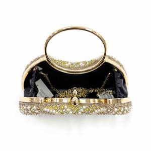 Pochette de Soirée Métallique de Luxe, Sac à Main en Cristal et Diamants, Motif Perlé, Sangle Réglable, Fermeture Éclair Étanche - Product Image 5