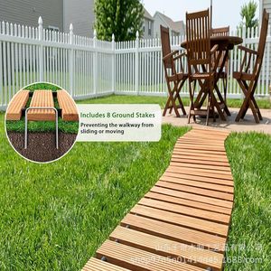 Allée de jardin en bois pour extérieur, 12 pouces et plus, avec piquets de fixation au sol pour pelouse, patio et allée. - Product Image 1